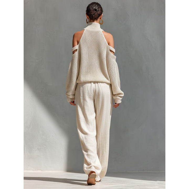 Dames Tweedelige Set - Oversized Top og Vidde Bukser