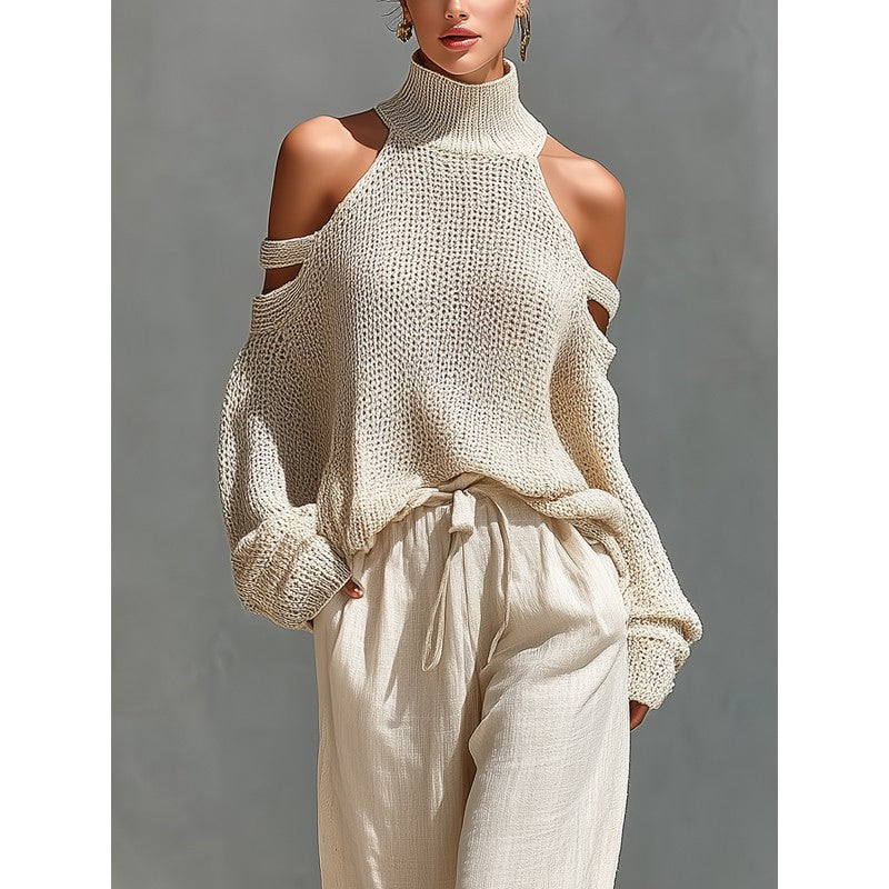 Dames Tweedelige Set - Oversized Top og Vidde Bukser