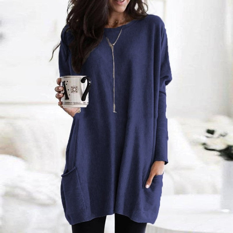 Dametop Oversized Tunika med Lange Ærmer