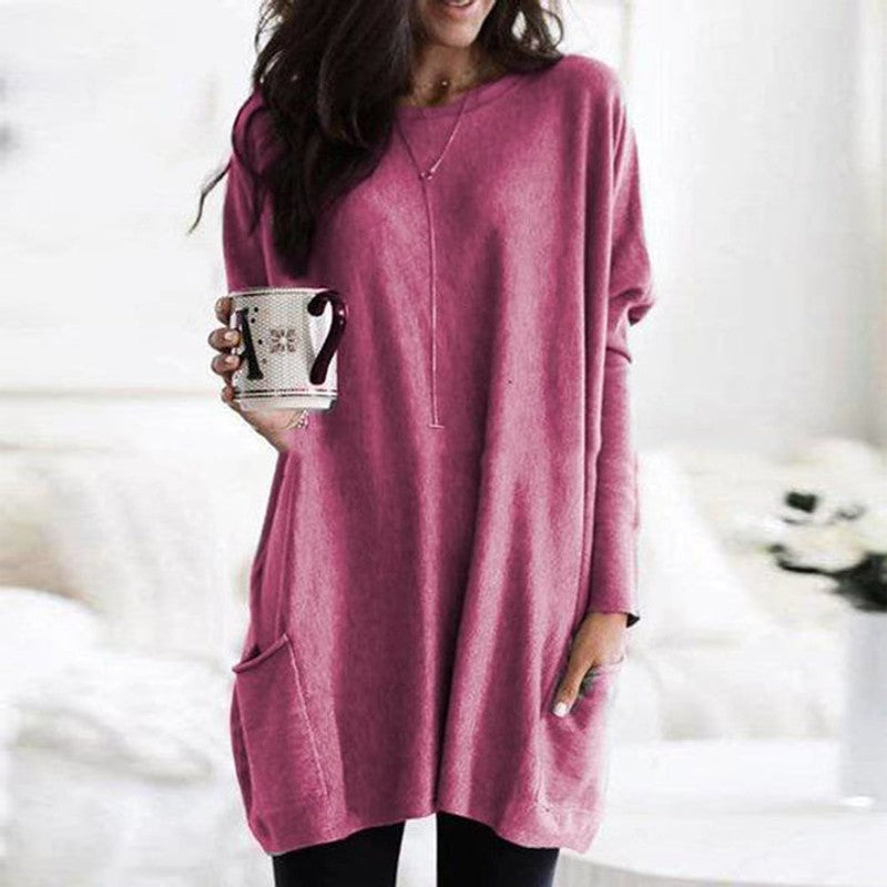 Dametop Oversized Tunika med Lange Ærmer