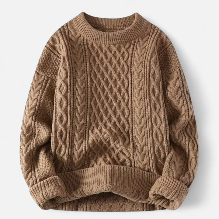 Herre Sweater med Kabelstrik - Rund Hals