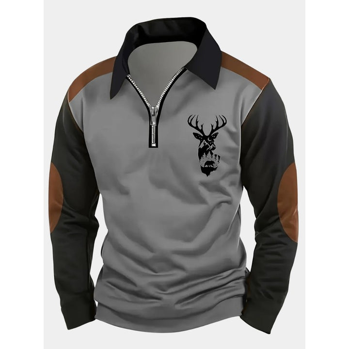 Herrers langærmede sweatshirt med kvart-lynlås