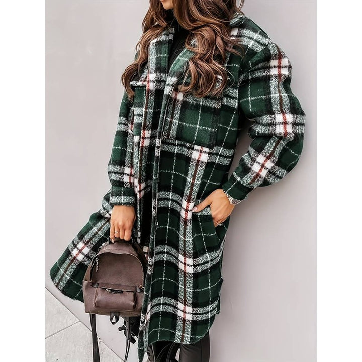 Kvinders Checket Jakke - Oversized Langt Silhuet