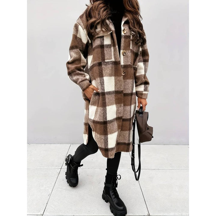 Kvinders Checket Jakke - Oversized Langt Silhuet