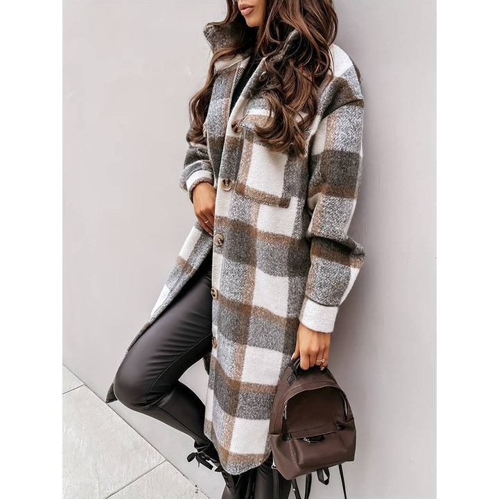 Kvinders Checket Jakke - Oversized Langt Silhuet