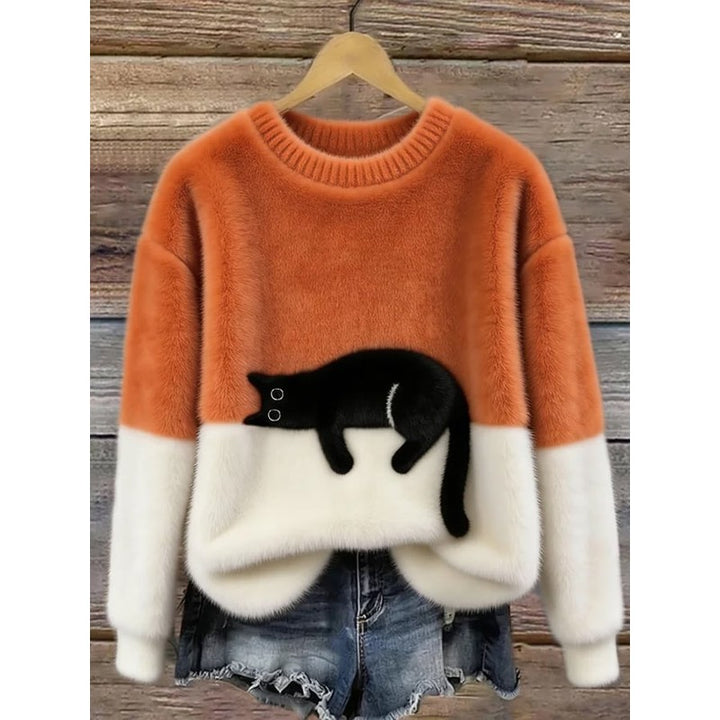 Kvinders Oversized Sweater med Kattegning