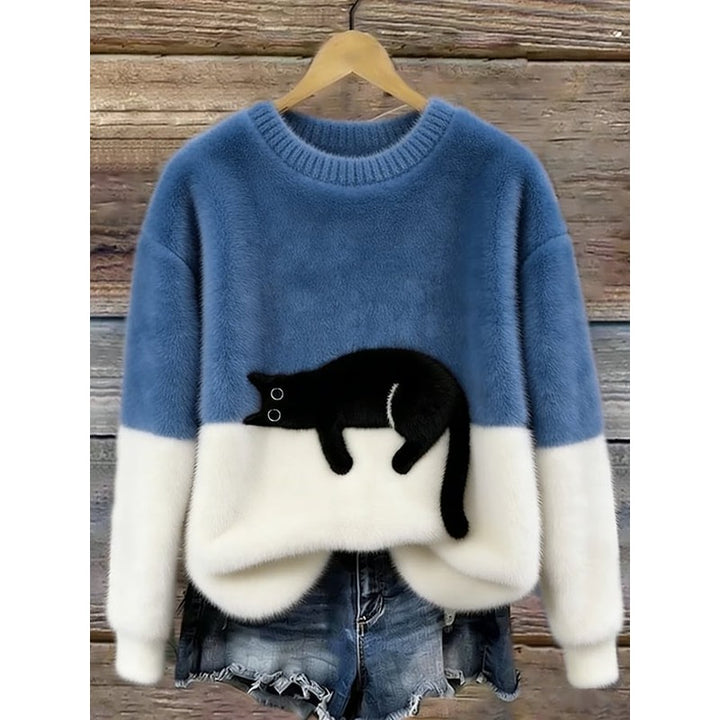 Kvinders Oversized Sweater med Kattegning