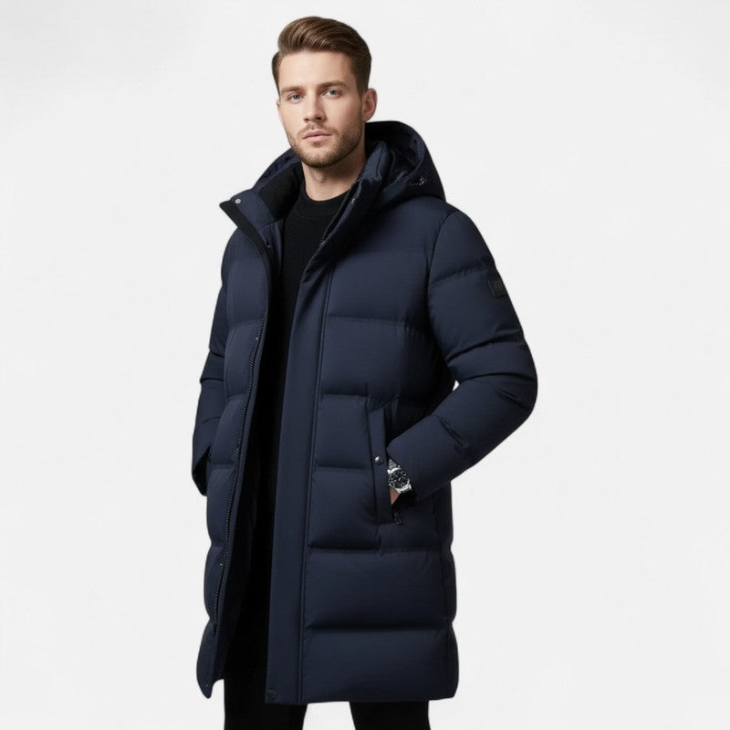 Mænds Hooded Vinterparkas - Lang Quiltet
