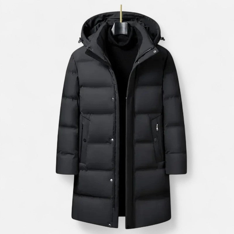 Mænds Hooded Vinterparkas - Lang Quiltet
